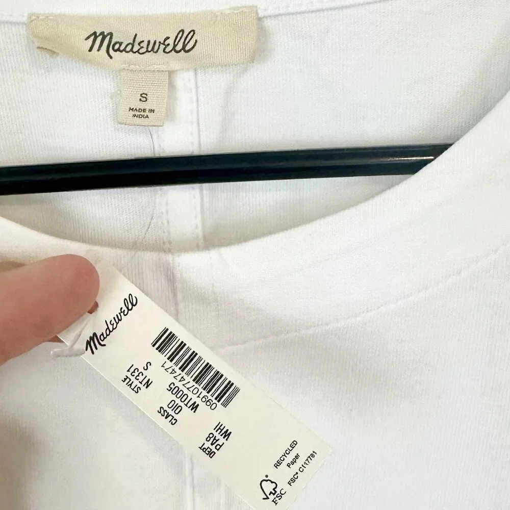 NWT Madewell White Puff-Sleeve Tee - Size: Small